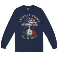 Navy american grown italian roots italy flag vintage tree Long Sleeve Tee - linhVisuals