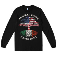 Black american grown italian roots usa italy flag tree Long Sleeve Tee - linhVisuals