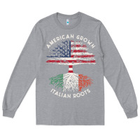 Heather Grey american grown italian roots usa italy flag tree Long Sleeve Tee - linhVisuals