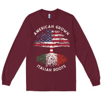 Burgundy american grown italian roots usa italy flag tree Long Sleeve Tee - linhVisuals