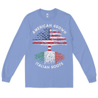 Colony Blue american grown italian roots usa italy flag tree Long Sleeve Tee - linhVisuals