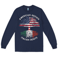 Navy american grown italian roots usa italy flag tree Long Sleeve Tee - linhVisuals