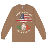 Toasted Coconut american grown italian roots usa italy flag tree Long Sleeve Tee - linhVisuals