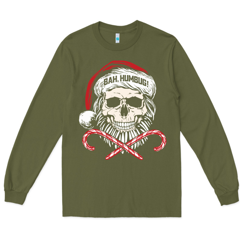 Bah Humbug Skull Santa Hat Christmas Funny Quote Long Sleeve Tee by linhVisuals | Teevron