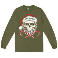Army Green bah humbug skull santa hat christmas funny quote Long Sleeve Tee - linhVisuals