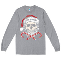 Heather Grey bah humbug skull santa hat christmas funny quote Long Sleeve Tee - linhVisuals