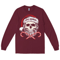 Burgundy bah humbug skull santa hat christmas funny quote Long Sleeve Tee - linhVisuals