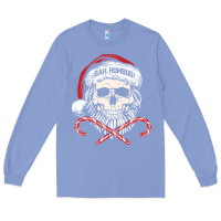 Colony Blue bah humbug skull santa hat christmas funny quote Long Sleeve Tee - linhVisuals
