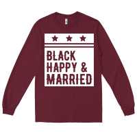 Burgundy black happy & married funny wedding gifts Long Sleeve Tee - linhVisuals