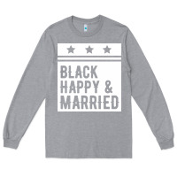 Heather Grey black happy & married funny wedding gifts Long Sleeve Tee - linhVisuals