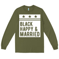 Army Green black happy & married funny wedding gifts Long Sleeve Tee - linhVisuals