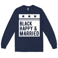 Navy black happy & married funny wedding gifts Long Sleeve Tee - linhVisuals