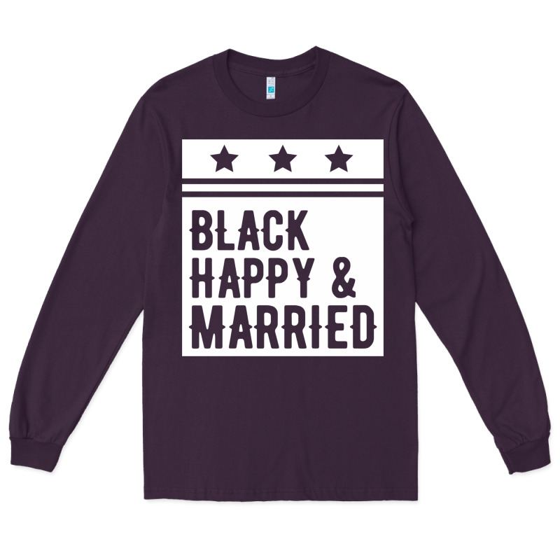 Black Happy & Married Funny Wedding Gifts Long Sleeve Tee by linhVisuals | Teevron