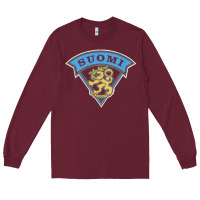 Burgundy faded style suomi finland lion design Long Sleeve Tee - linhVisuals