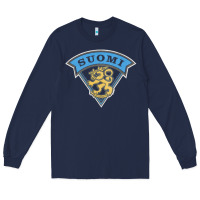 Navy faded style suomi finland lion design Long Sleeve Tee - linhVisuals