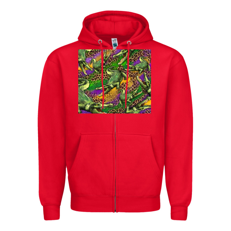 Mardi Gras Louisiana Crocodile Leopard Zipper Hoodie by RanaPortraitStore | Teevron