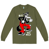 Army Green big bad wolf Long Sleeve Tee - linhVisuals