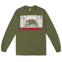 Army Green california flag womens mens heavy distressed vintage gift t shirt Long Sleeve Tee - linhVisuals