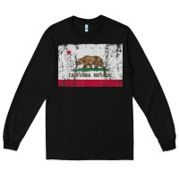 Black california flag womens mens heavy distressed vintage gift t shirt Long Sleeve Tee - linhVisuals