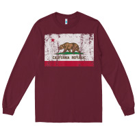 Burgundy california flag womens mens heavy distressed vintage gift t shirt Long Sleeve Tee - linhVisuals
