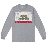 Heather Grey california flag womens mens heavy distressed vintage gift t shirt Long Sleeve Tee - linhVisuals