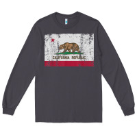 Smoke california flag womens mens heavy distressed vintage gift t shirt Long Sleeve Tee - linhVisuals