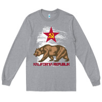 Heather Grey california republic communist kalifornia t shirt Long Sleeve Tee - linhVisuals