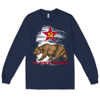 Navy california republic communist kalifornia t shirt Long Sleeve Tee - linhVisuals