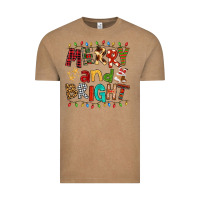 Vintage Coffee Merry And Bright Vintage Tee - FaDigitalArtStudio