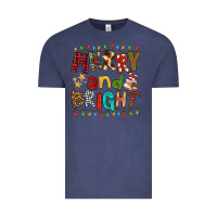 Vintage Denim Merry And Bright Vintage Tee - FaDigitalArtStudio