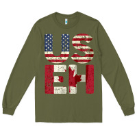 Army Green canada us eh american canadian flag vintage america colors patriotic g Long Sleeve Tee - linhVisuals