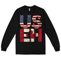 Black canada us eh american canadian flag vintage america colors patriotic g Long Sleeve Tee - linhVisuals