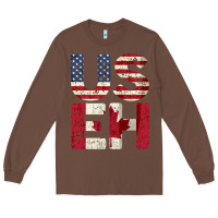 Chestnut canada us eh american canadian flag vintage america colors patriotic g Long Sleeve Tee - linhVisuals