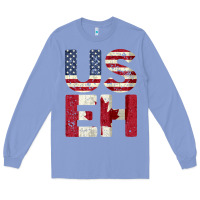 Colony Blue canada us eh american canadian flag vintage america colors patriotic g Long Sleeve Tee - linhVisuals