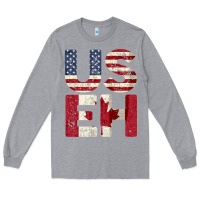 Heather Grey canada us eh american canadian flag vintage america colors patriotic g Long Sleeve Tee - linhVisuals