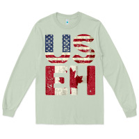 Matcha canada us eh american canadian flag vintage america colors patriotic g Long Sleeve Tee - linhVisuals