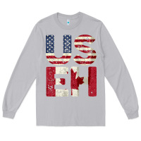 Moon Dust canada us eh american canadian flag vintage america colors patriotic g Long Sleeve Tee - linhVisuals