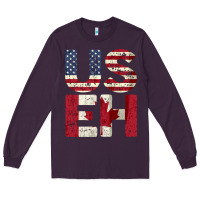 Plum canada us eh american canadian flag vintage america colors patriotic g Long Sleeve Tee - linhVisuals