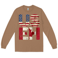Toasted Coconut canada us eh american canadian flag vintage america colors patriotic g Long Sleeve Tee - linhVisuals
