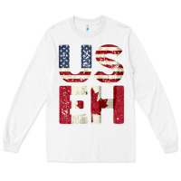 White canada us eh american canadian flag vintage america colors patriotic g Long Sleeve Tee - linhVisuals