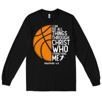 Black christian basketball i can do all things through christ philippians 41 Long Sleeve Tee - linhVisuals