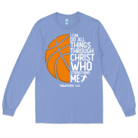 Colony Blue christian basketball i can do all things through christ philippians 41 Long Sleeve Tee - linhVisuals