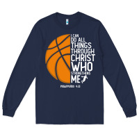 Navy christian basketball i can do all things through christ philippians 41 Long Sleeve Tee - linhVisuals