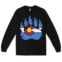 Black colorado state flag bear paw print pocket place Long Sleeve Tee - linhVisuals