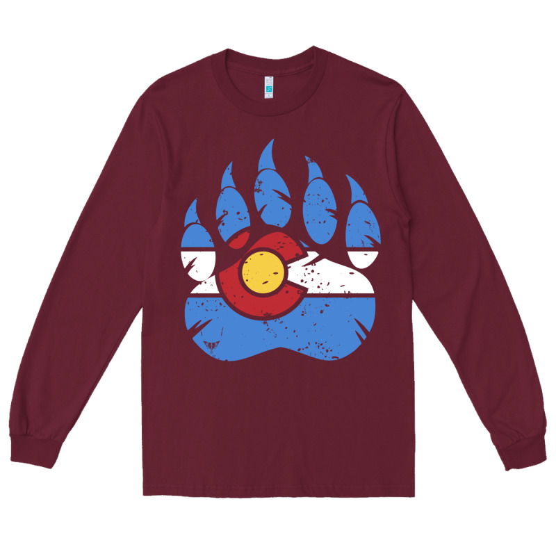 Colorado State Flag Bear Paw Print Pocket Place Long Sleeve Tee by linhVisuals | Teevron