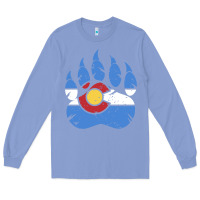 Colony Blue colorado state flag bear paw print pocket place Long Sleeve Tee - linhVisuals