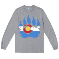 Heather Grey colorado state flag bear paw print pocket place Long Sleeve Tee - linhVisuals