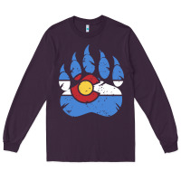 Plum colorado state flag bear paw print pocket place Long Sleeve Tee - linhVisuals