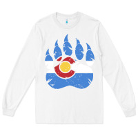 White colorado state flag bear paw print pocket place Long Sleeve Tee - linhVisuals