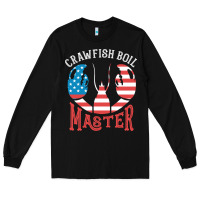 Black crawfish boil master american  flag us big red lobster design Long Sleeve Tee - linhVisuals